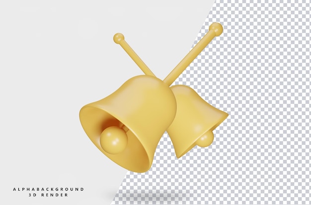 Double bell icon 3d rendered with transparent background PSD