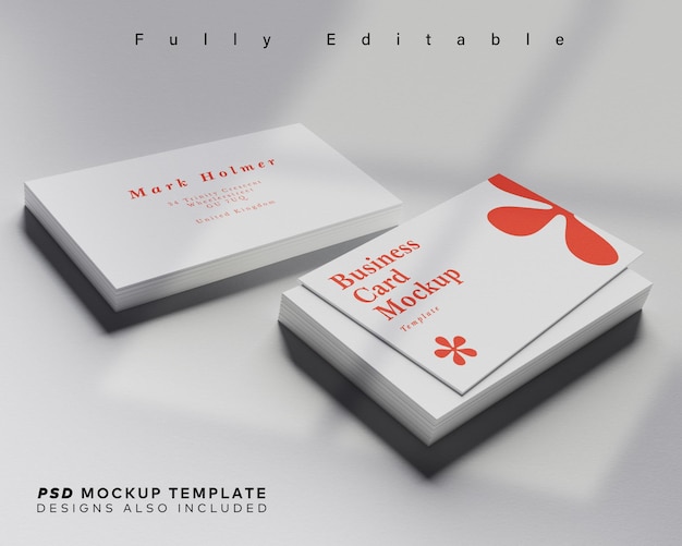 Double Businesscard Stack Mockup Template with Background Color Fully Editable