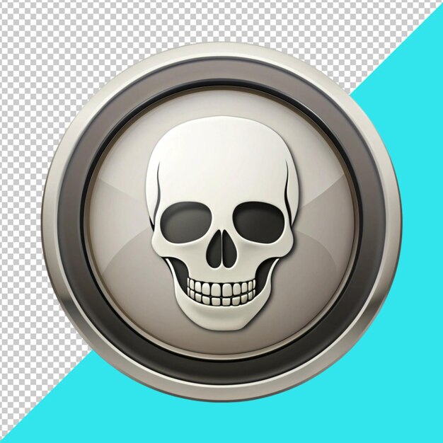 double circular icon with a skull in the center on transperent background