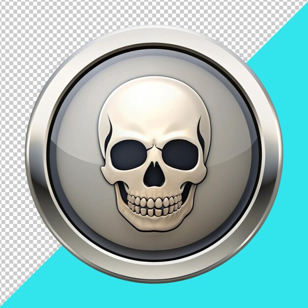 double circular icon with a skull in the center on transperent background