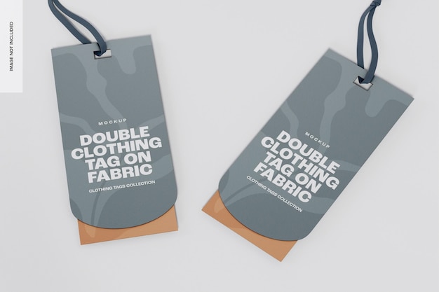 Double Clothing Tags on Fabric Mockup