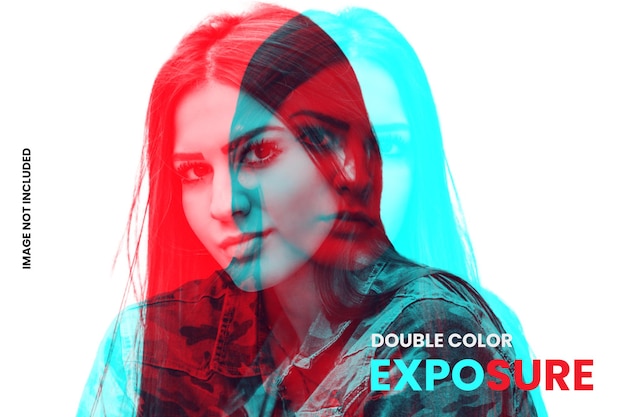 Double color exposure photo effect template