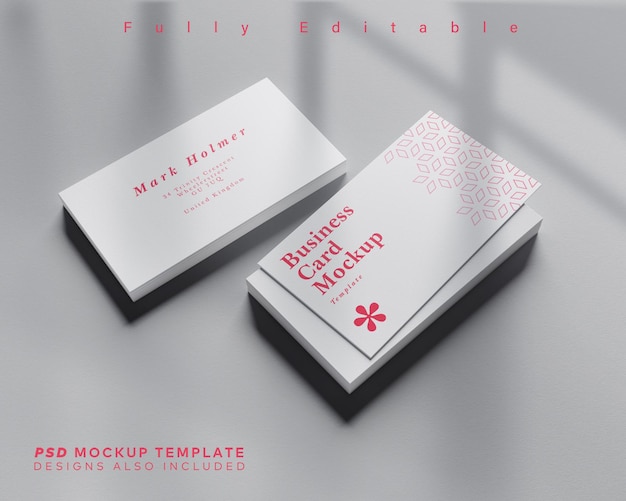 Double colorful Businesscard Stack Mockup Template with Background Color Fully Editable