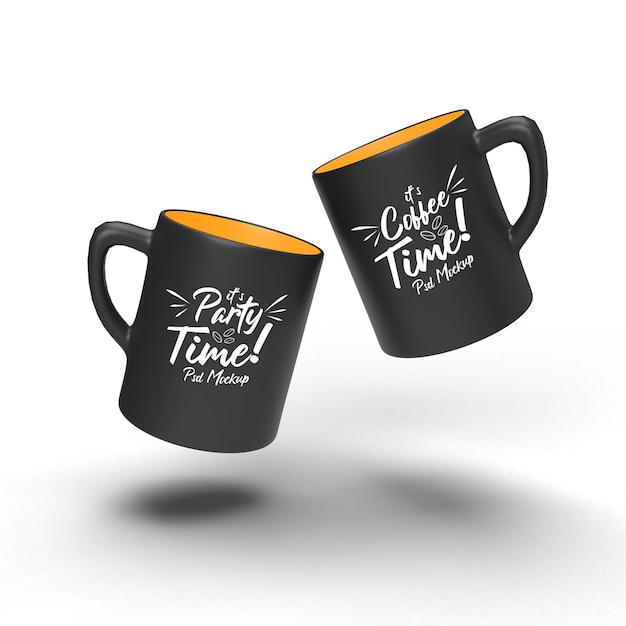 Double doff drinking coffee beverage coffee realistic isolated mockup