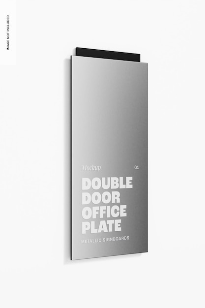 Double Door Office Plate Mockup, Left View