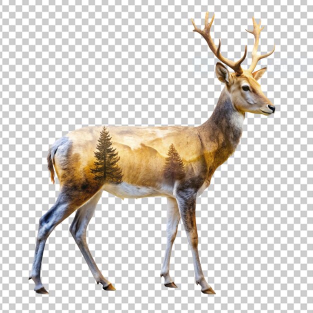 double exposure of the animal on transparent background