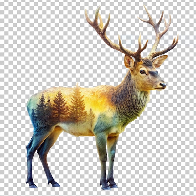 double exposure of the animal on transparent background