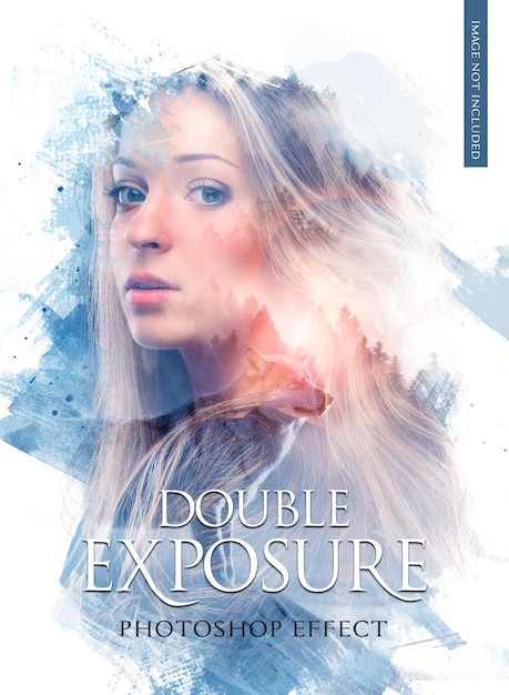 Double Exposure poster design photo effect template