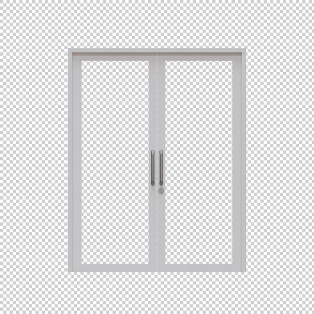 Double Framed Glass Door 3D Render Illustration Element 02