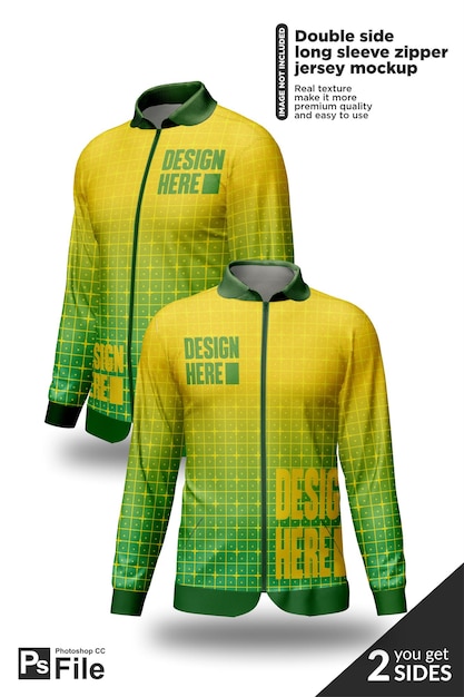 Double side long sleeve zipper jersey mockup