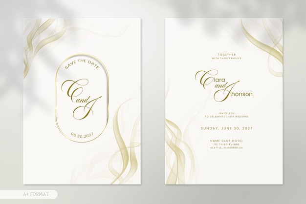 Double side modern wedding invitation with abstract ornament