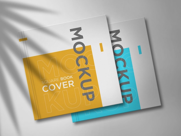 Double square book mockup with elegant shadow