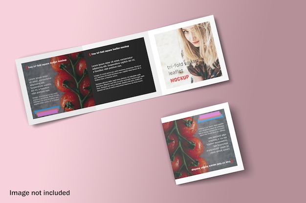 Double square trifold brochure mockup