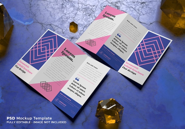 Double trifold brochure mockup design template