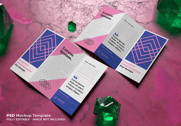 Double trifold brochure mockup design template