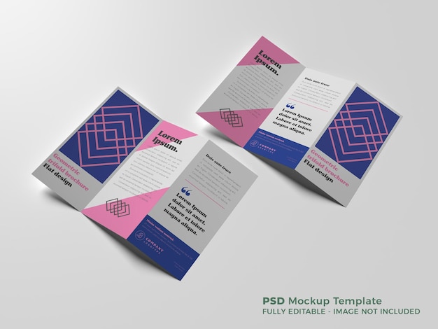 Double trifold brochure mockup design template