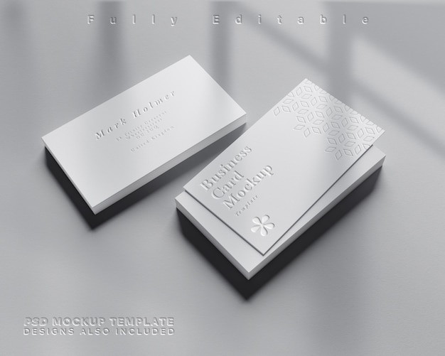 Double white bevel Businesscard Stack Mockup Template with Background Color Fully Editable