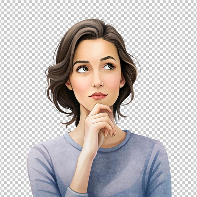 PSD doubtyoung woman thinking with white background