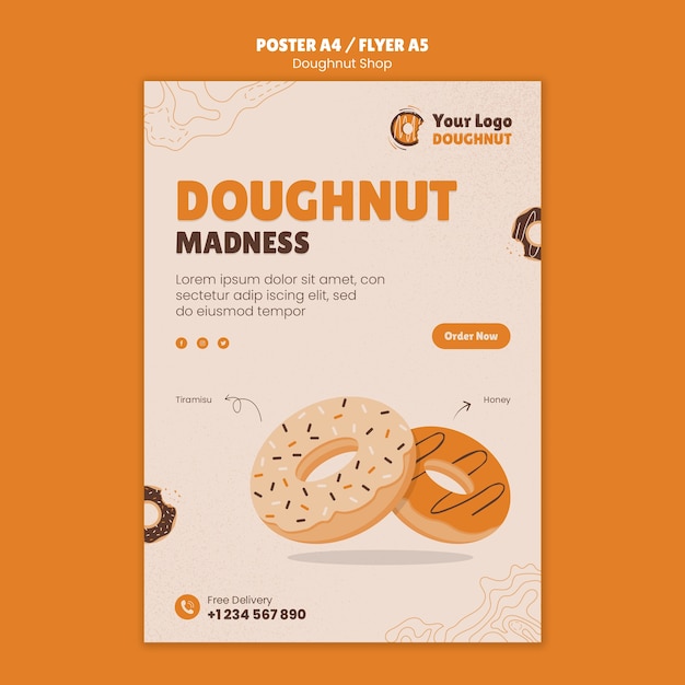 Doughnut shop poster template