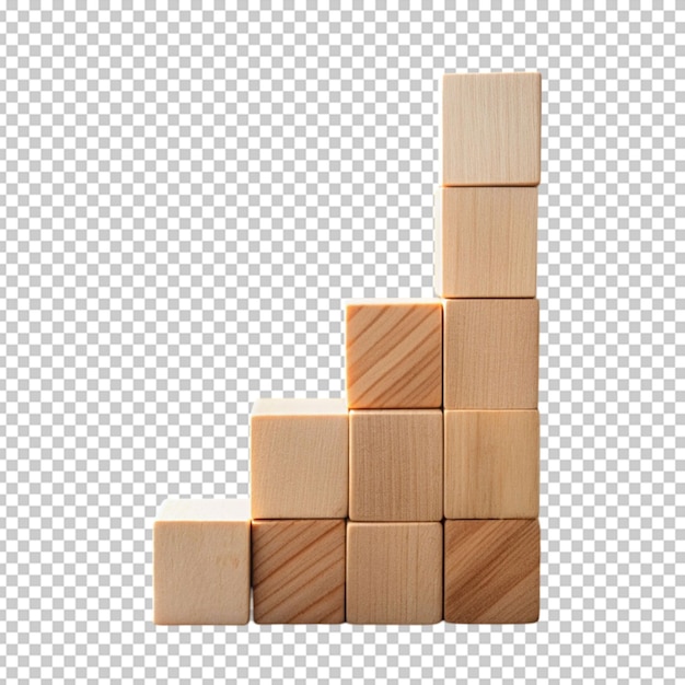 PSD down arrow on wood block stacking business concept