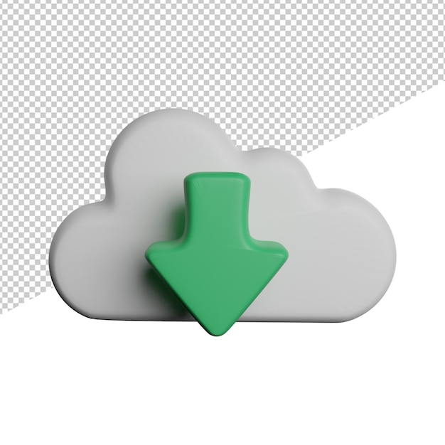 PSD download cloud front view 3d rendering illustration icon transparent background