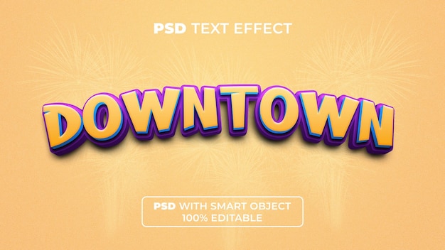 Downtown text effect cartoon style Editable text effect