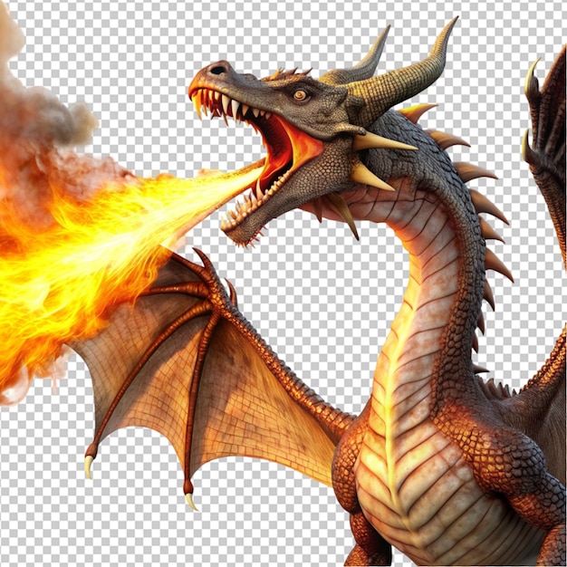 dragon breathing fire transparent background