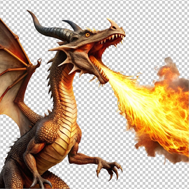 dragon breathing fire transparent background