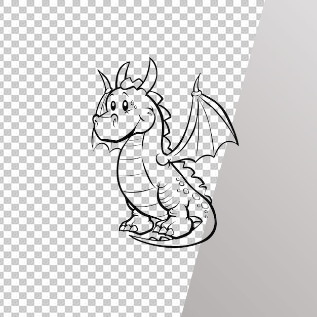 PSD dragon coloring page isolated on transparent background psd file