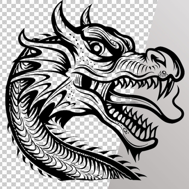 Dragon Coloring Page Isolated on Transparent Background PSD File