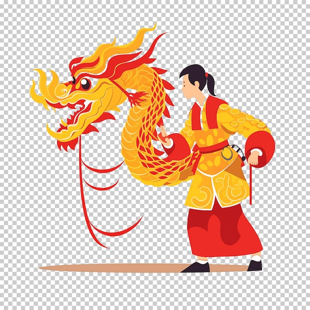 Dragon dance minimalism Simple style flat illustration full body