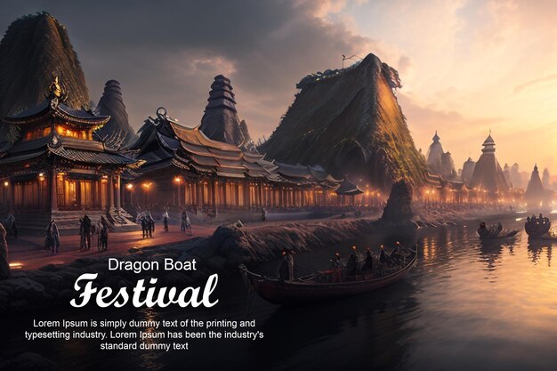 Dragon Dance on Water Festival PSD Design Template