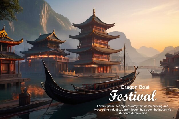 Dragon Dance on Water Festival PSD Design Template