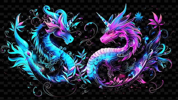 the dragon and the dragon on a black background