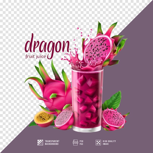 Dragon fruit juice without background HD quality