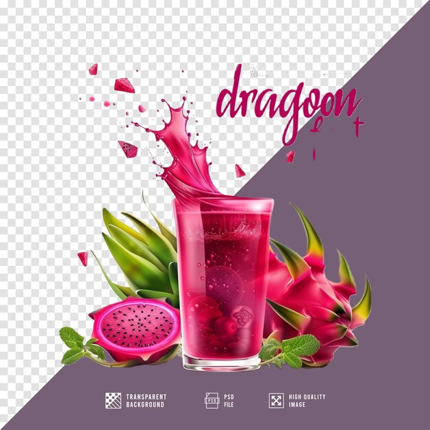 Dragon fruit juice without background HD quality