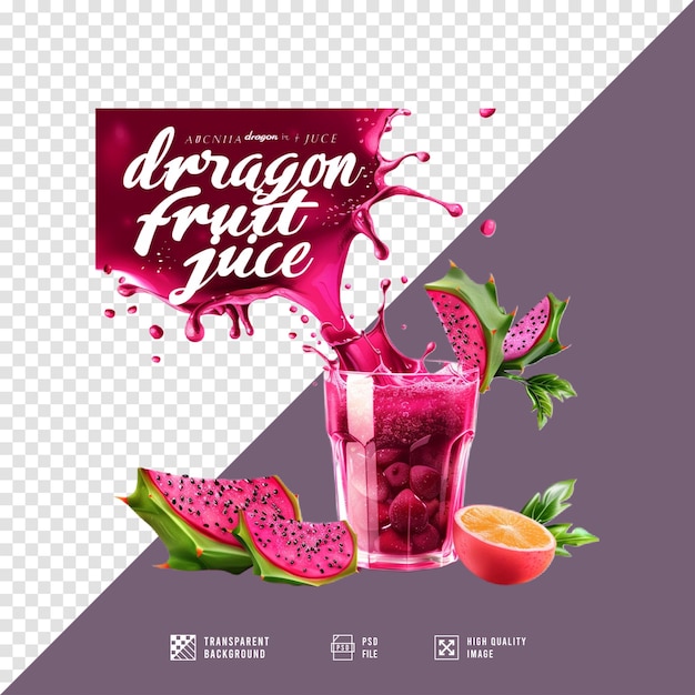 Dragon fruit juice without background HD quality