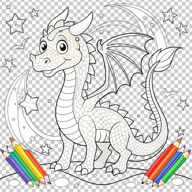 dragon kid coloring page book line art png