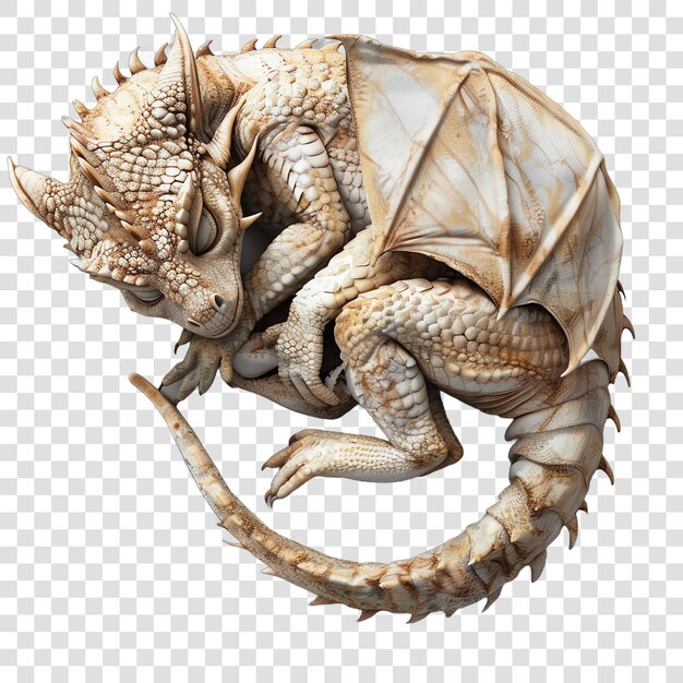 dragon sleeping realitic isolated on transparent background