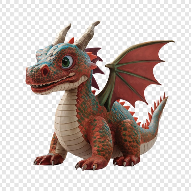 PSD a dragon with a blue head and red wings