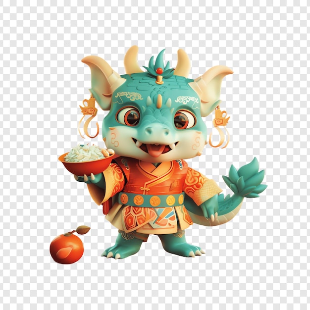 PSD a dragon with a bowl of rice on its head