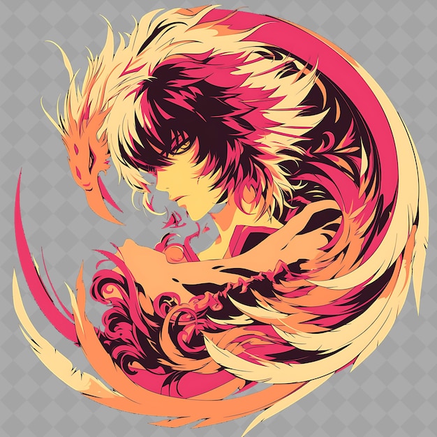 PSD a dragon with a fiery orange and red background with a red and yellow design