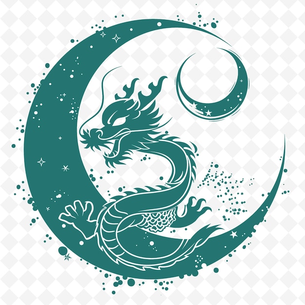 PSD a dragon with a moon and stars on it