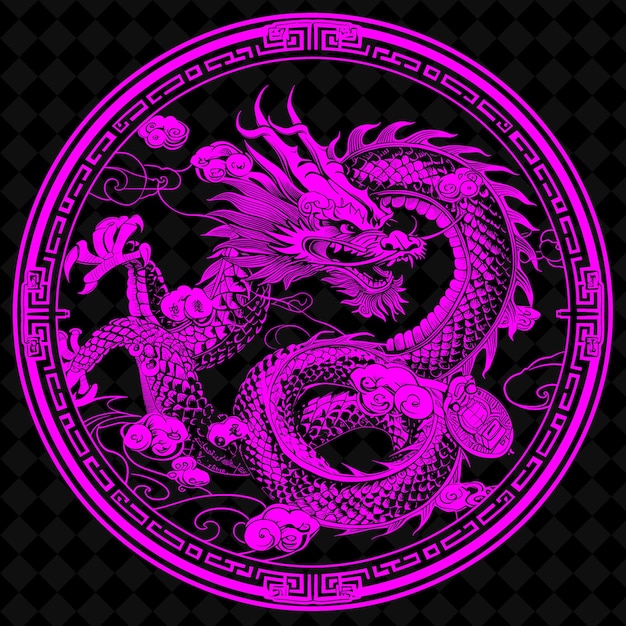 PSD a dragon with a purple background and a pink dragon on the front