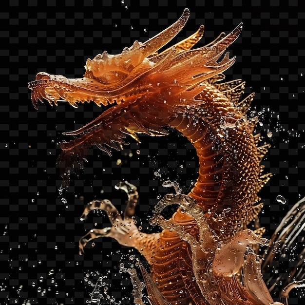 PSD a dragon with a splash of water in its mouth