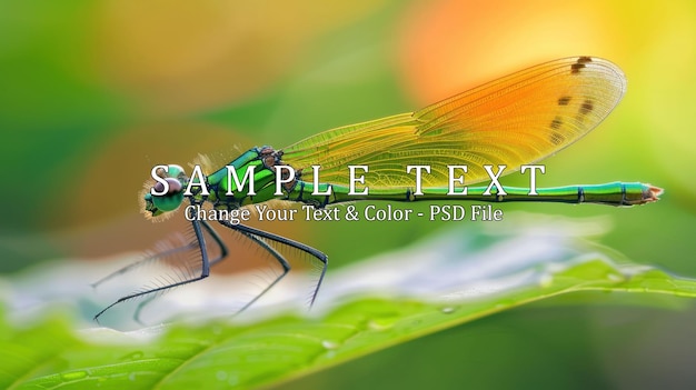 PSD dragonfly perched on a leaf