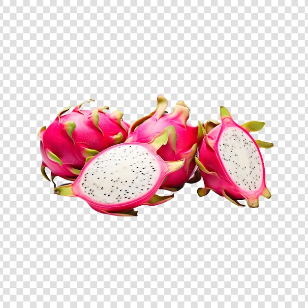 Dragonfruit fruits isolated on a transparent background