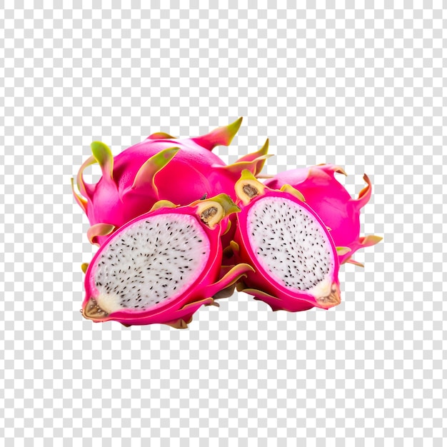 Dragonfruit fruits isolated on a transparent background