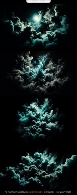 PSD dramatic smoke and fog in contrasting transparent background