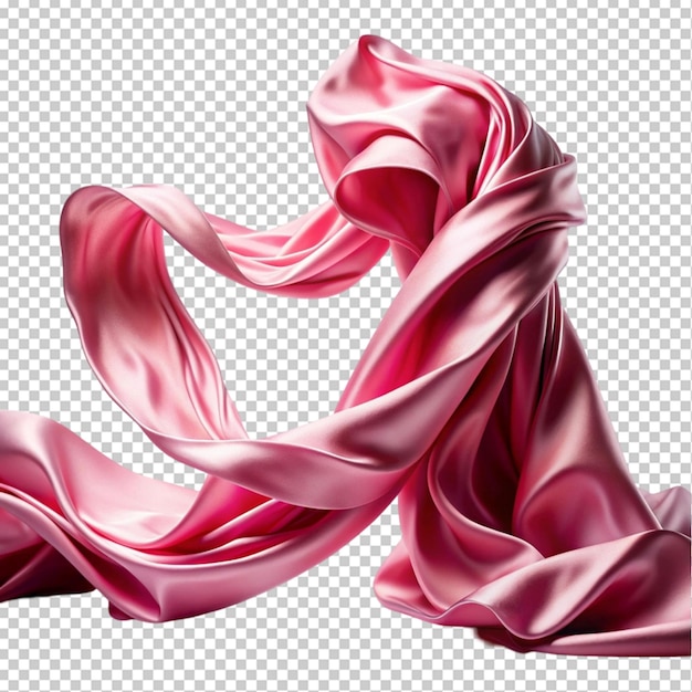 the draping of silk flying cloths pink on transparent background